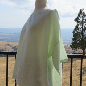 Eileen Fisher Organic Handkerchief Linen Kimono Sleeve Sz L Green Boxy